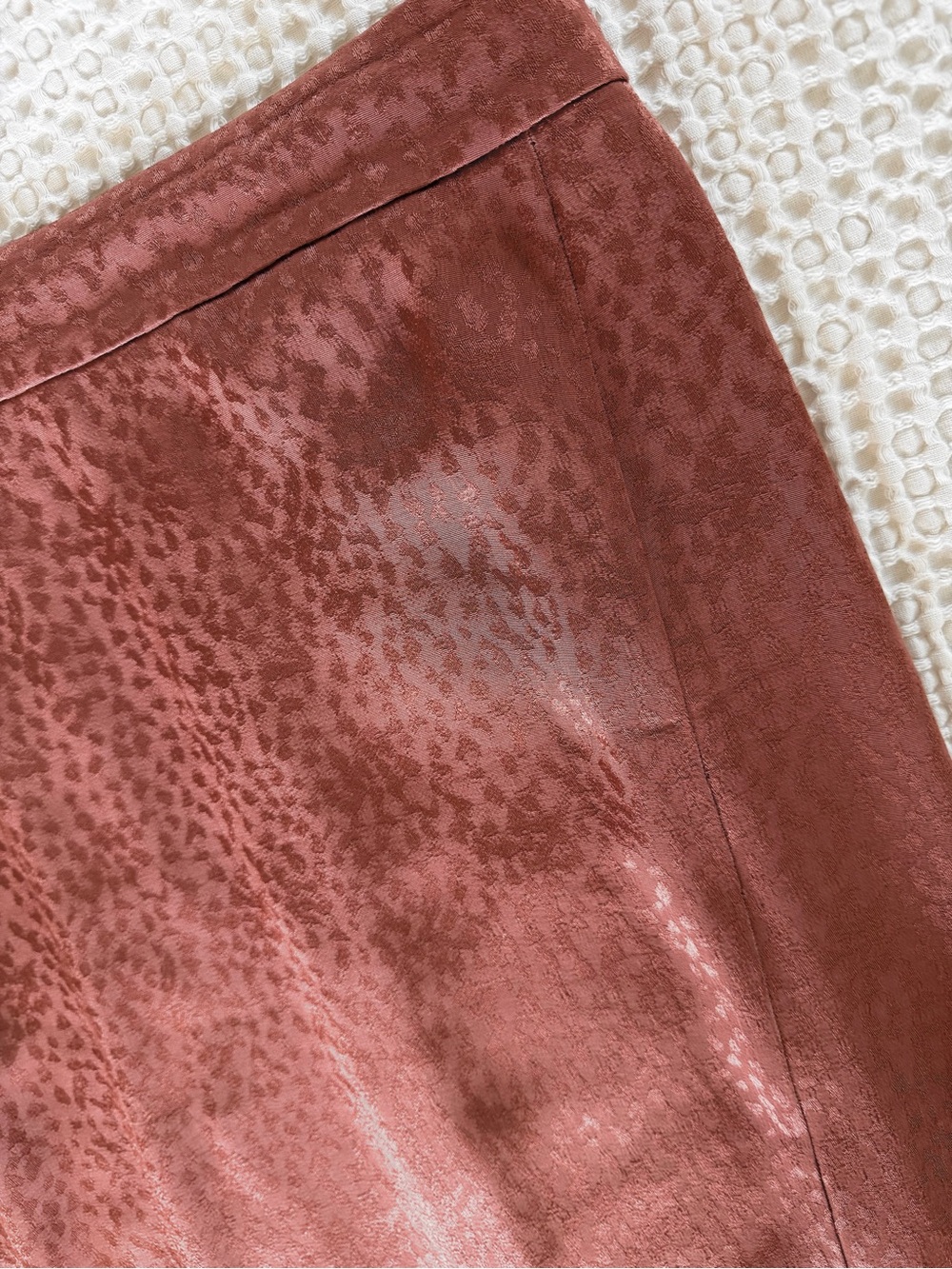 Madewell Cheetah Jacquard Bias Cut Midi Skirt Rust Satin Size 4 ND132 HO21 - Picture 8 of 11